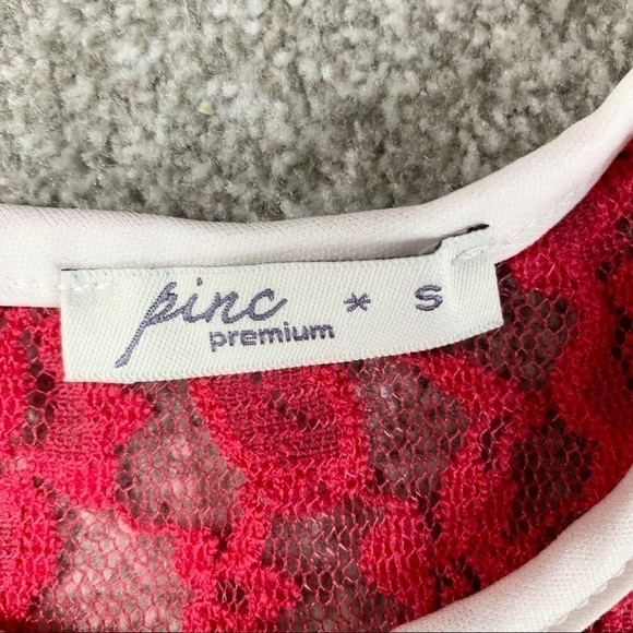 Pinc Hot Pink Lace Ruffle Tank Top Small - Picture 2 of 4